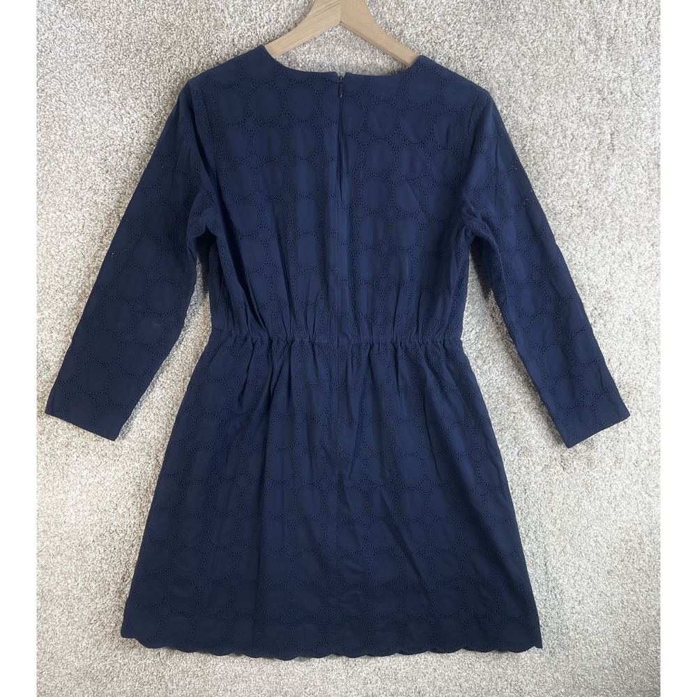 J Crew Dress Women's 6 Shift Crochet Career Navy Eyelet Sheath Overlay - Picture 2 of 7
